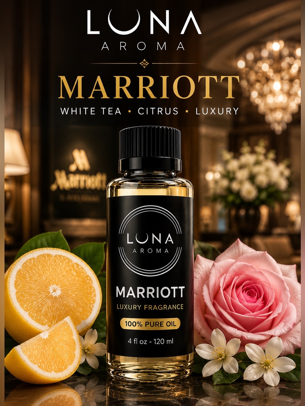 LUNA Aroma Marriot Luxury Fragrance Oil — Black & Gold Bottle
